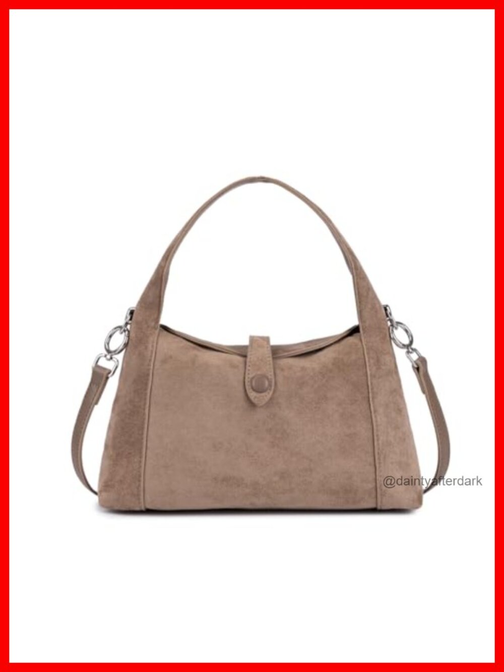Faux Suede Half-Moon Hobo Shoulder Bag Convertible Crossbody Tote